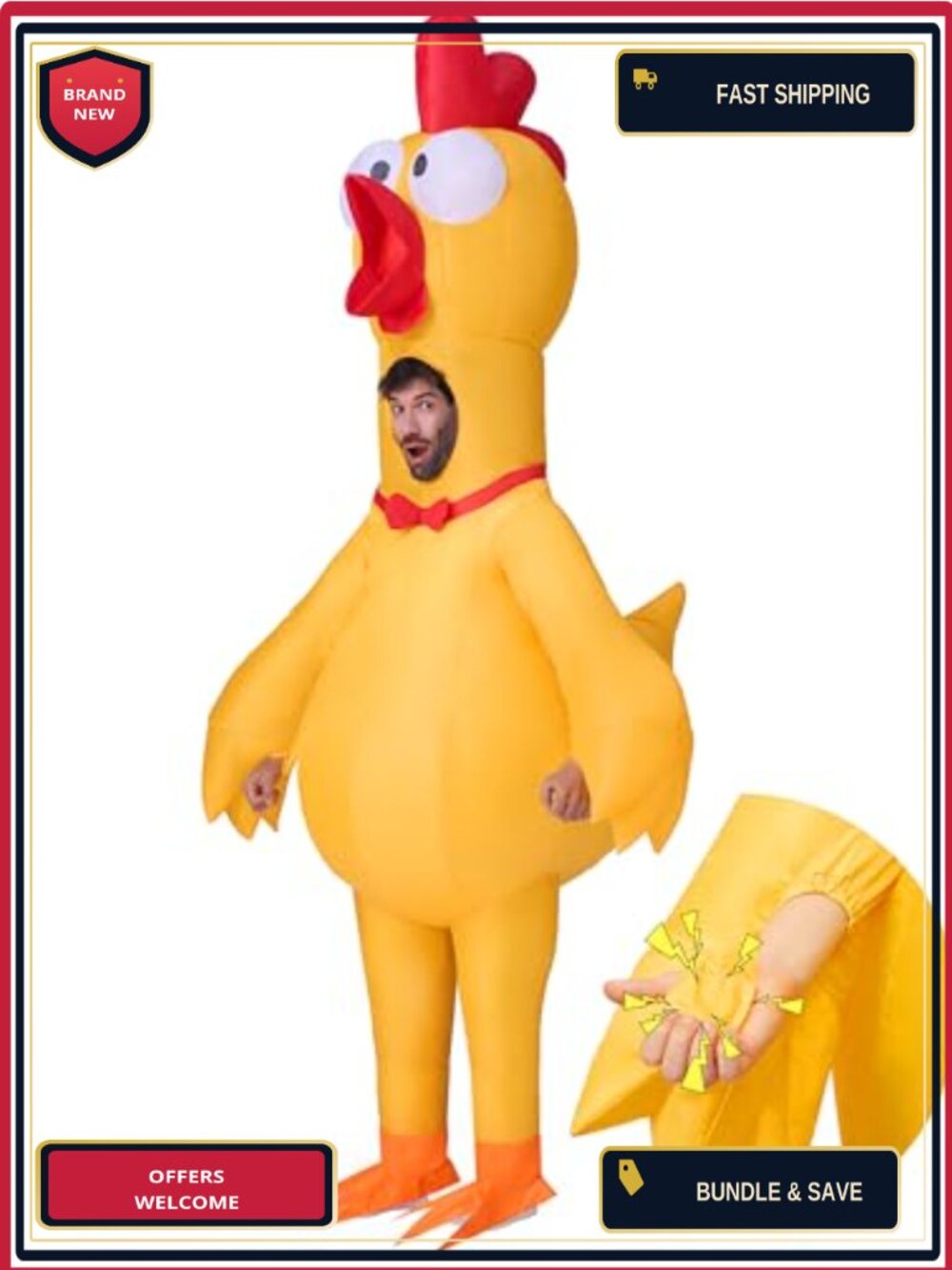 Inflatable Chicken Costume Adults Full Body Blow Up Rooster Suit Halloween Party
